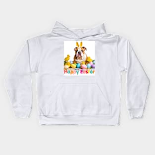 Happy Easter English Bulldog Bunny Kids Hoodie